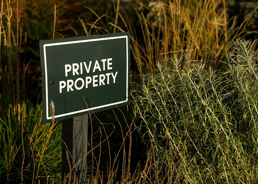 Private property sign and land protected against Eminent Domain in Springfield, IL