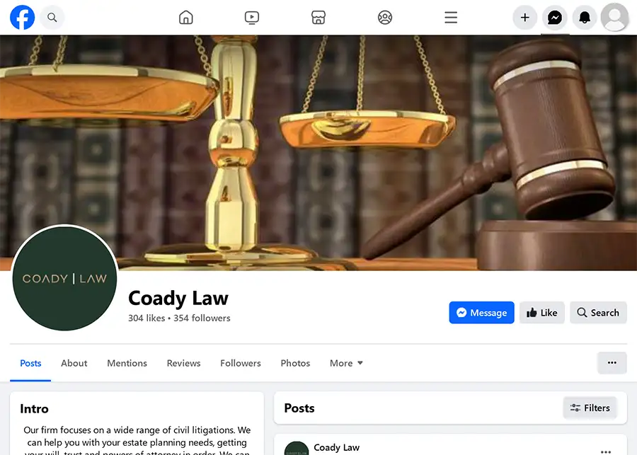 Coady Law facebook page screenshot